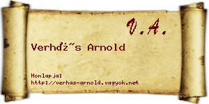 Verhás Arnold névjegykártya